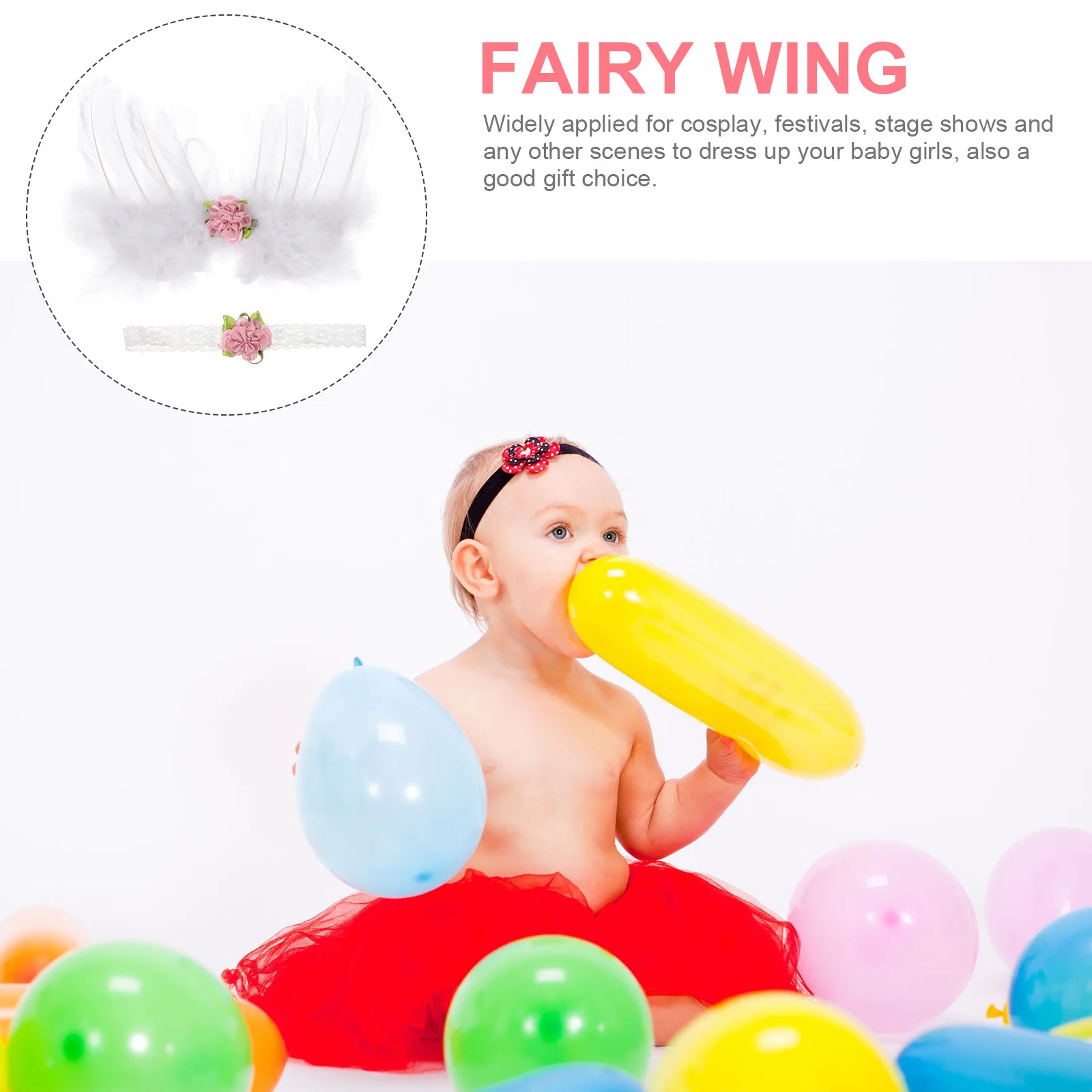 

1 set 1 Set Wing Prop Cosplay Angel Fairy Wings Headband Accessories For Babies Flower Costume Party Supplies
