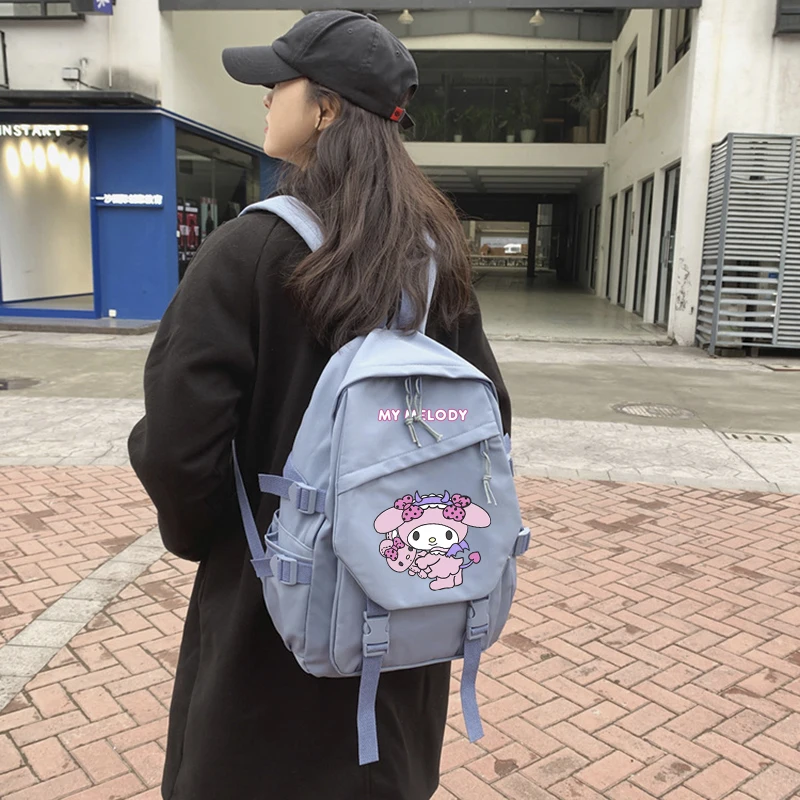 Sanrio Plush Toy My Melody Backpack Children Girl Boy Black Blue Schoolbag Kawaii Student School Bag Laptops Rucksack Large Gift