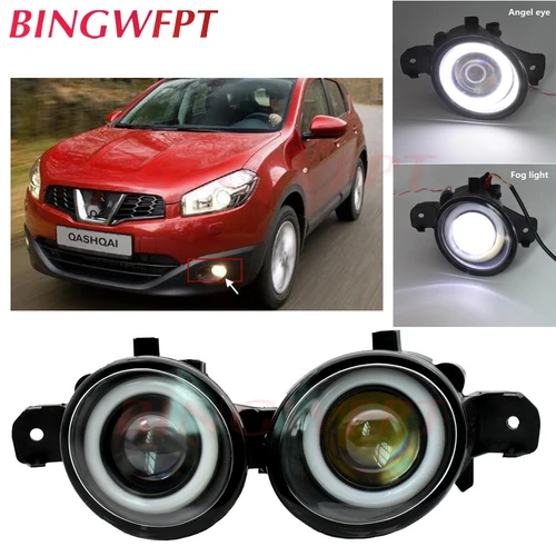 Imagen 1 del producto Conjunto de lámpara antiniebla de 2 uds., luz antiniebla LED superbrillante con ojo de Ángel para NISSAN x-trail AQASHQAI / QASHQAI + 2 (J10, JJ10) 2007-2012