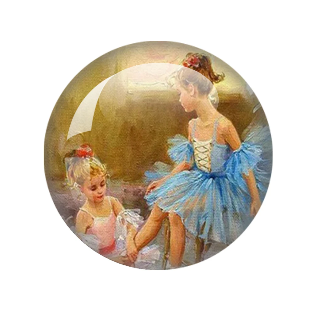 Dancing Ballet Girls Art Paintings Glass Cabochon 12mm/16mm/18mm/20mm/25mm Round Photo Demo Flatback Jewelry Making Findings