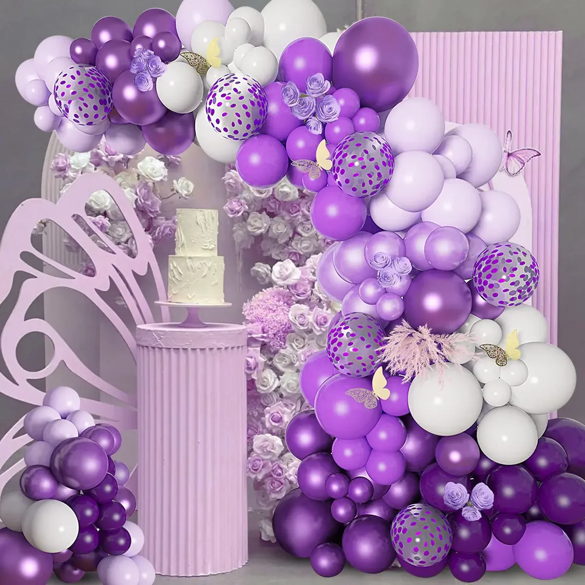 98PCS Purple Latex Balloon Set Suitable for Birthday Parties, Weddings, Valentine's Day Party Decorations Supplies