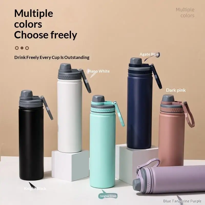 【D】Car Friendly Stainless Steel Thermos Bottle Large Capacity Vacuum Insulated Portable Cup for Commute Outdoor Travel Trip