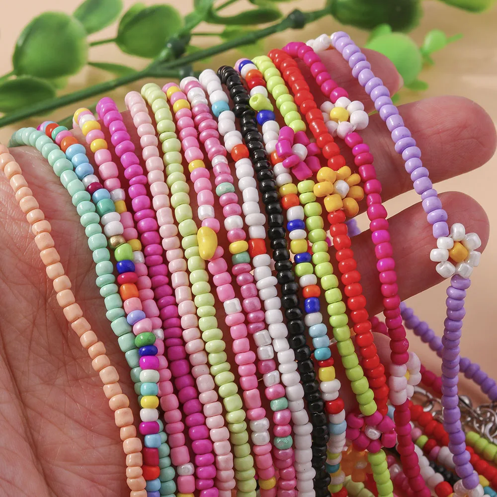 Aihua handgemachte Böhmen bunte Rocailles Perlen Blumen Halskette für Frauen Kinder Freundschaft Halskette ethnische Strand Party Geschenke – Detail 6