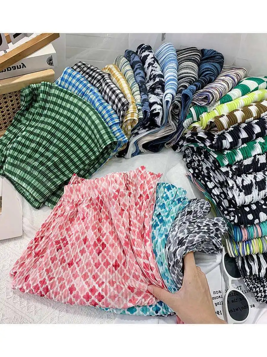 

Women's High Waist Printed Ice Silk Chiffon Wide Leg Pants Clean Fit Sle Casual Trousers Low Waist PVC Material Polyester F...