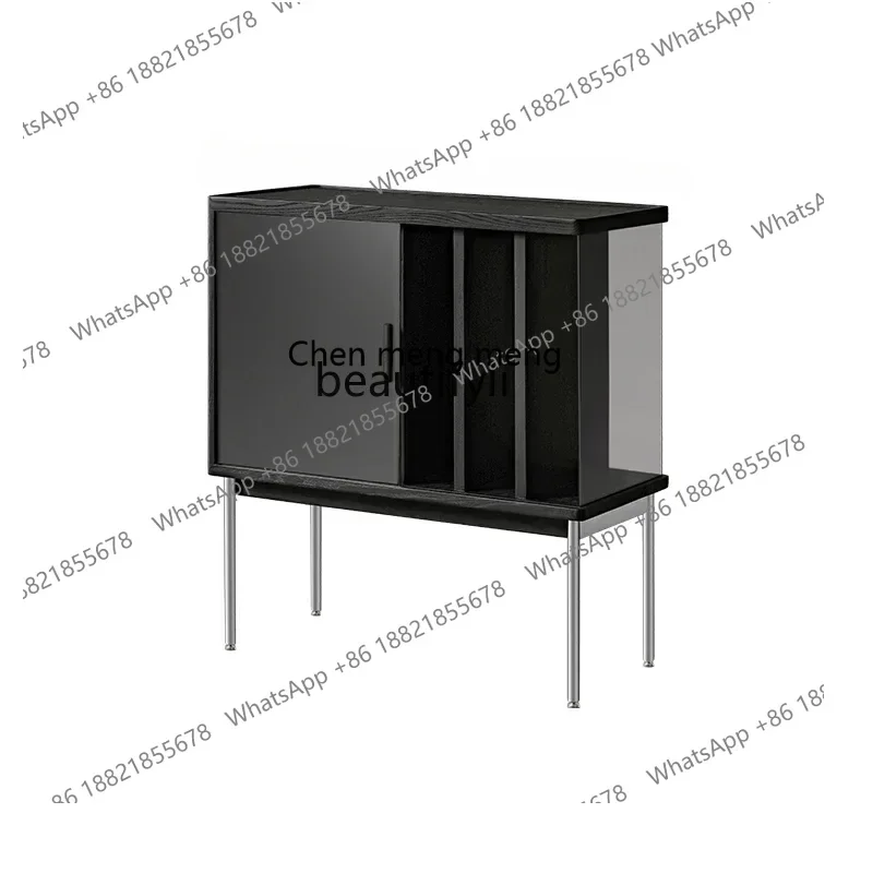 Recién llegado, revistero negro minimalista moderno con almacenamiento ligero, estantería pequeña de madera maciza, sala de estar, sofá, TV lateral Ca