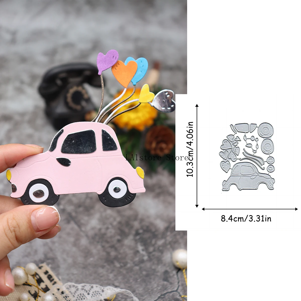 Car love balloon greeting card die carbon steel mold scrapbook handbook DIY making tools 2024 new arrivals