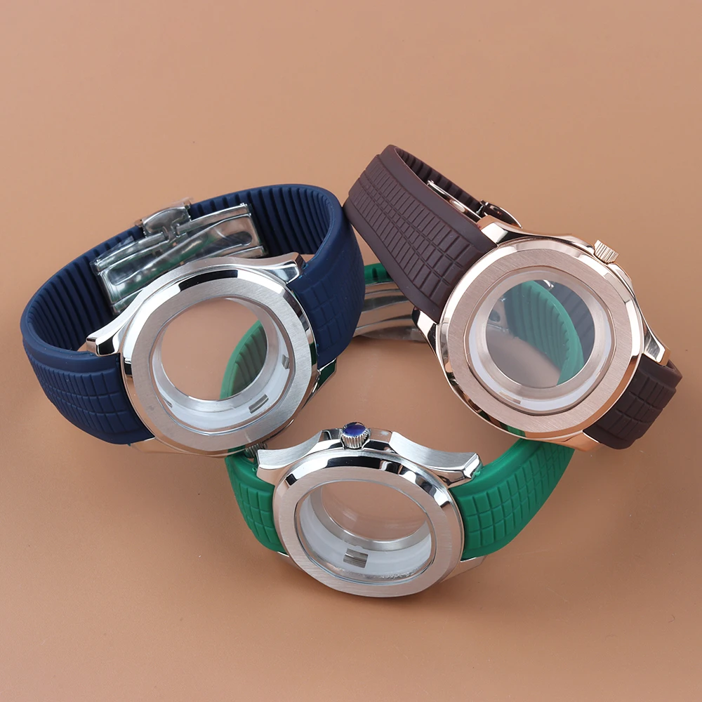 

42mm Fit Aquanaut Case NH35 Rubber Strap Waterproof 100m For Nautilus NH35 NH36 NH38 Movement 31.5mm Dial Stainless Steel Case