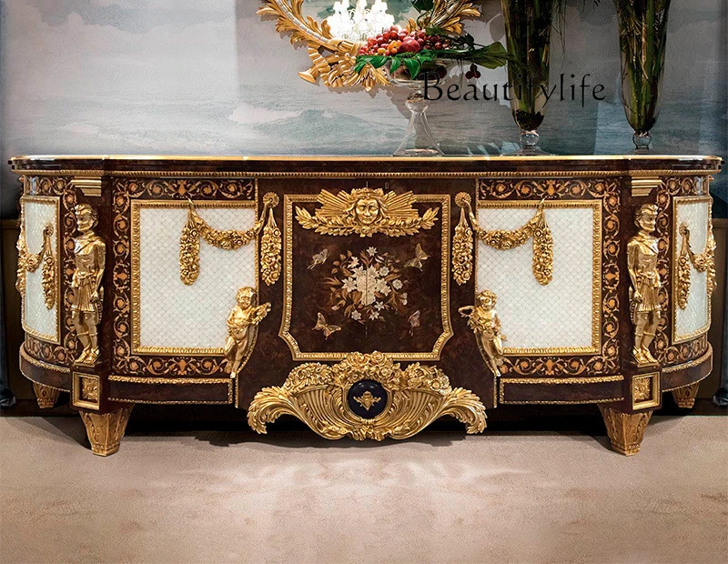 European solid wood porch foyer cabinet French living room luxury decoration dining side storage villa home