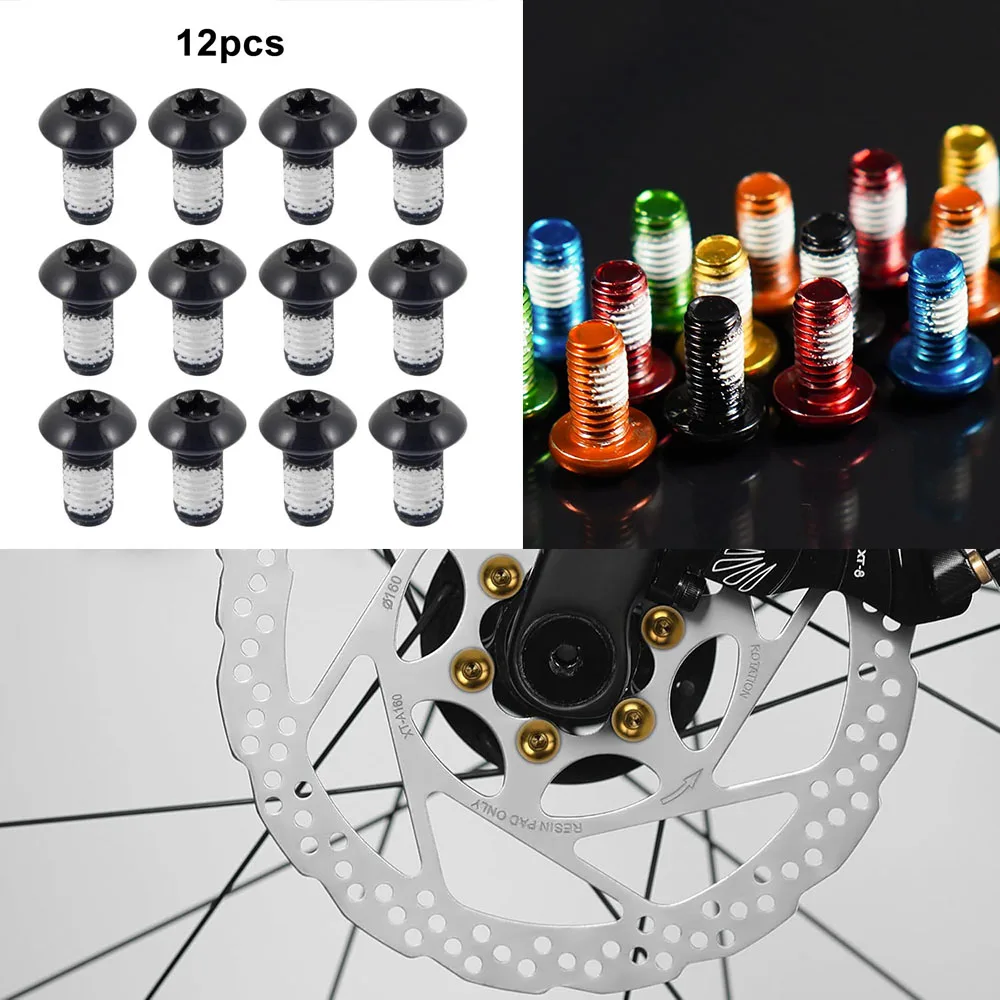 

12 Pcs Bicycle Disc Brake Bolts MTB Rotor Bolts M5x10mm Brake Screw Mountain Bike Water Bottle Cage Bolt Cycling Accessories