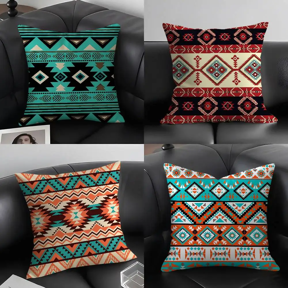 

Fashion Bohemia Painting Pillow Case Home Dorm Chair Back Short Plush Double-sided Printing Office Nap Time Cushion Cover