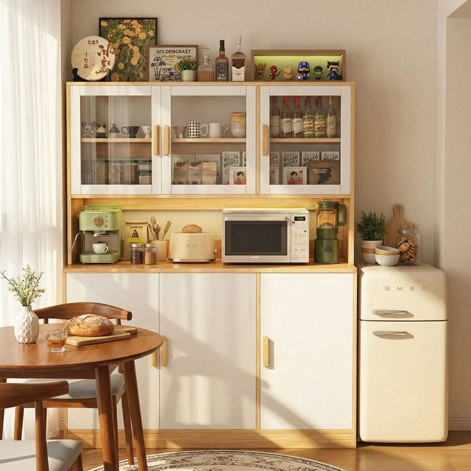 

Household Kitchen Side Cabinet Wine High Storage Cabinet Living Room Wall Side Shelf Coffee