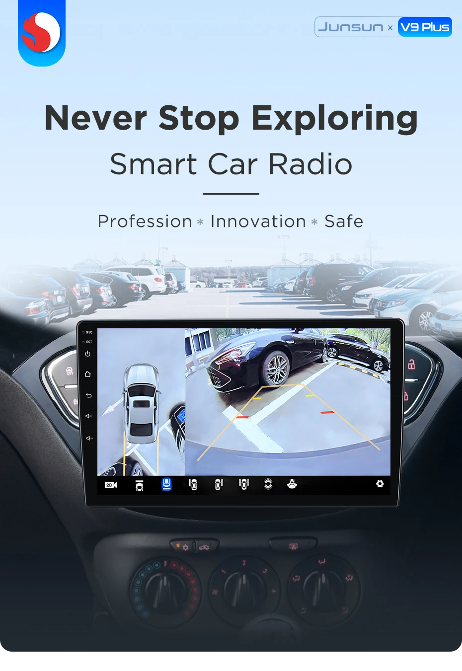 Junsun 360 ° Panoramakamera-Autoradio für Opel Corsa E 2015-2019, kabelloses CarPlay, Android Auto, Stereo, GPS-Navigation, RDS, WLAN, integrierte Cloud, eSIM, 4G – Detail 1