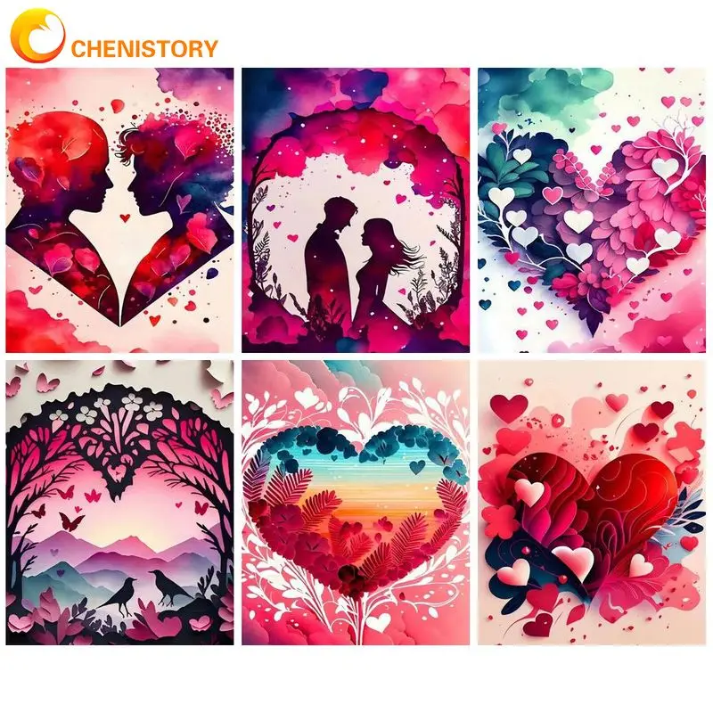 

CHENISTORY Diy Painting By Numbers Handmade Lovers Heart Coloring By Numbers Wall Art Diy Gift For Adults Kids Acrylic Paint Kit