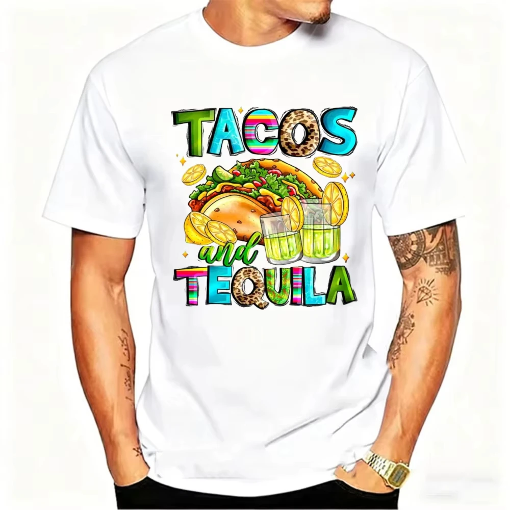 Tacos and Tequila Shirt Mexican Fiesta Party Nacho Lover Happy Cinco De Mayo 5th of May Tee Festival Gift Printed T-shirt Tops