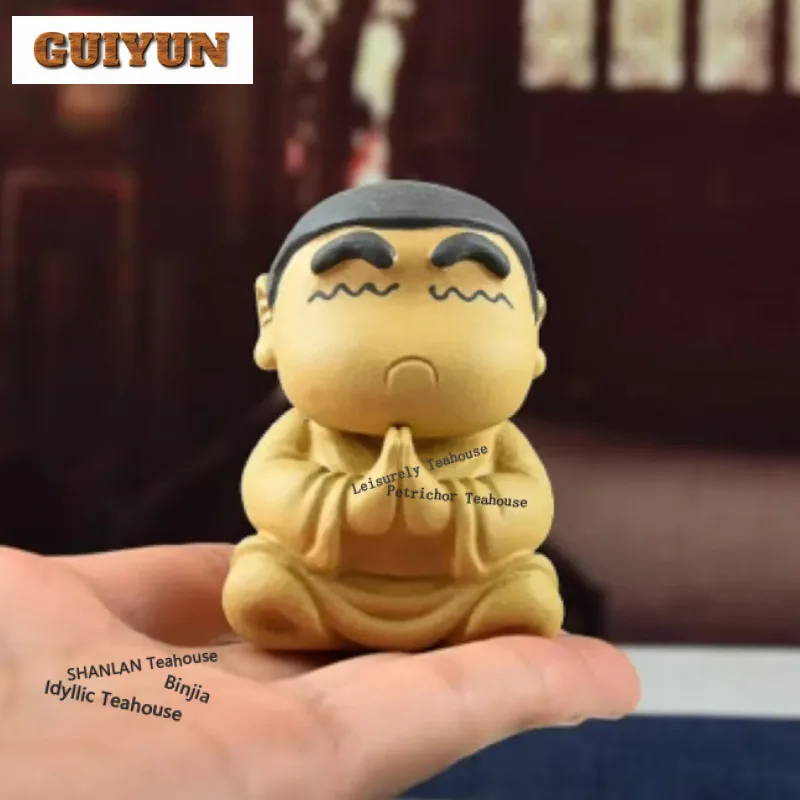 Yixing Purple Clay Cartoon Figure Tea Pet Boutique Flowerpot Landscaping Tea Figurine Play Toys Tea Statue Ornaments Decoration