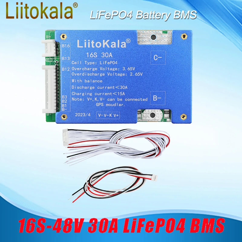 LiitoKala 16S 48V 30A LiFePO4 Battery BMS لوح حماية الشحن المتوازن #1