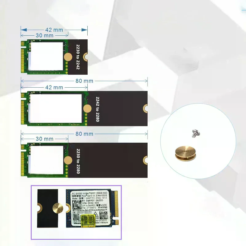 M2 Solid State Drive Adapter M2 2230 To 2242 2230 To 2280 2242 To 2280 Converter Card Extension Bracket Transfer Card Adapter