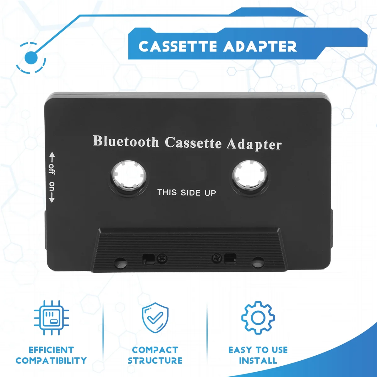 A nova cassete universal bluetooth 5.0 áudio carro fita aux adaptador estéreo com microfone para telefone mp3 aux cabo cd player