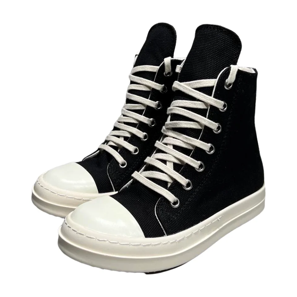 Kids High Top Sneakers Girls Boys Children Shoes Canvas Luxury Lace Up Casual Spring Streetwear Black White Qvah Owens Boots