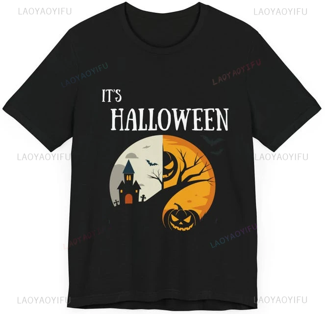 Halloween Tshirt Best Gift for Costume Party Spooky Trick or Treat Men Lady Aesthetic Short-sleev Harajuku Casual Tshirt Tops