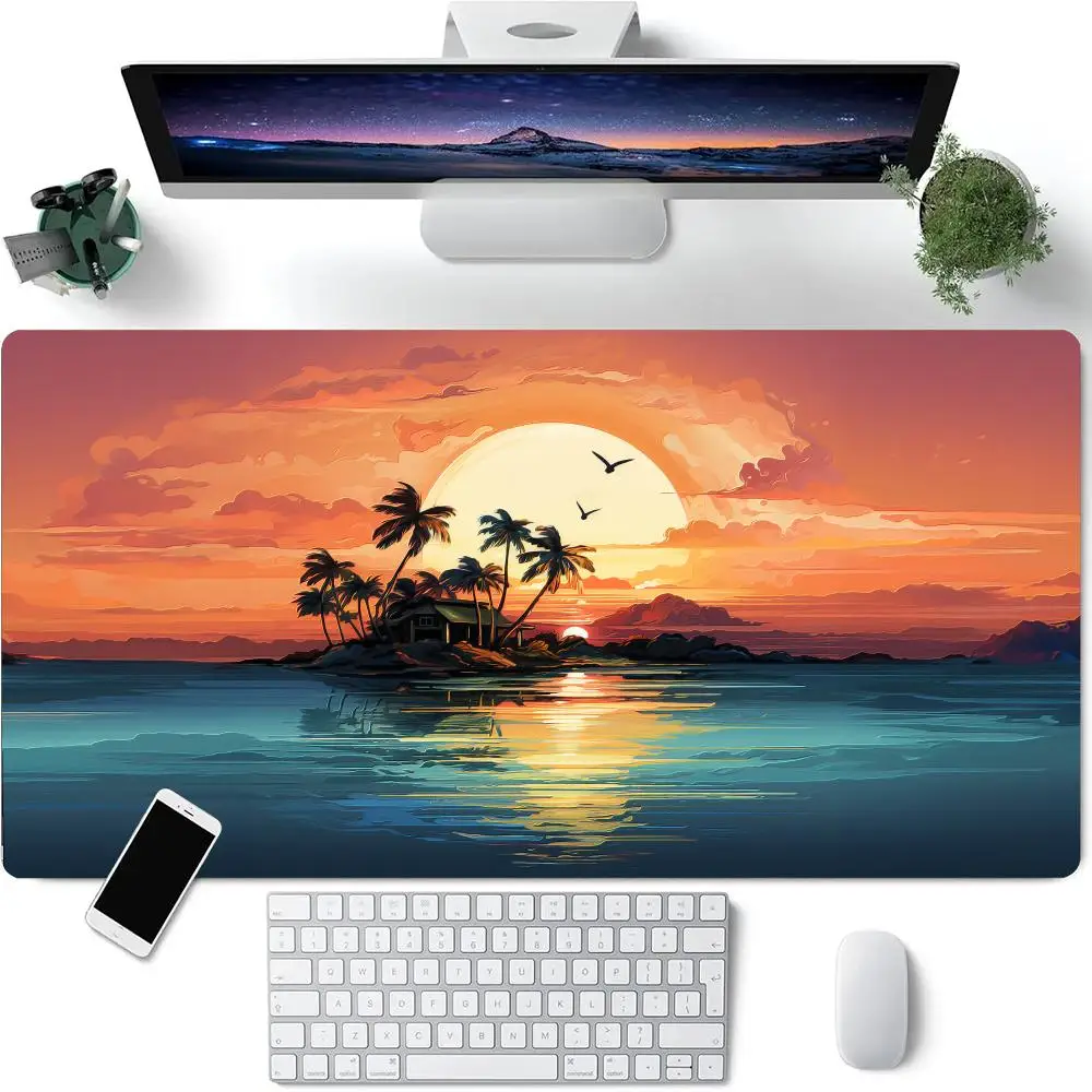

Moon Island Aesthetics Mouse Pad Large Rubber Anti-slip PC Desk Accessories Mousepad for Offices & Gamer Keyboard Mats Decor Mat