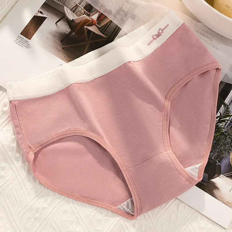 Plain Color, High Beauty, Girls' Cotton Underwear,Large, Medium Waist, Girls' Cotton Breathable Briefs In Spring and Summer