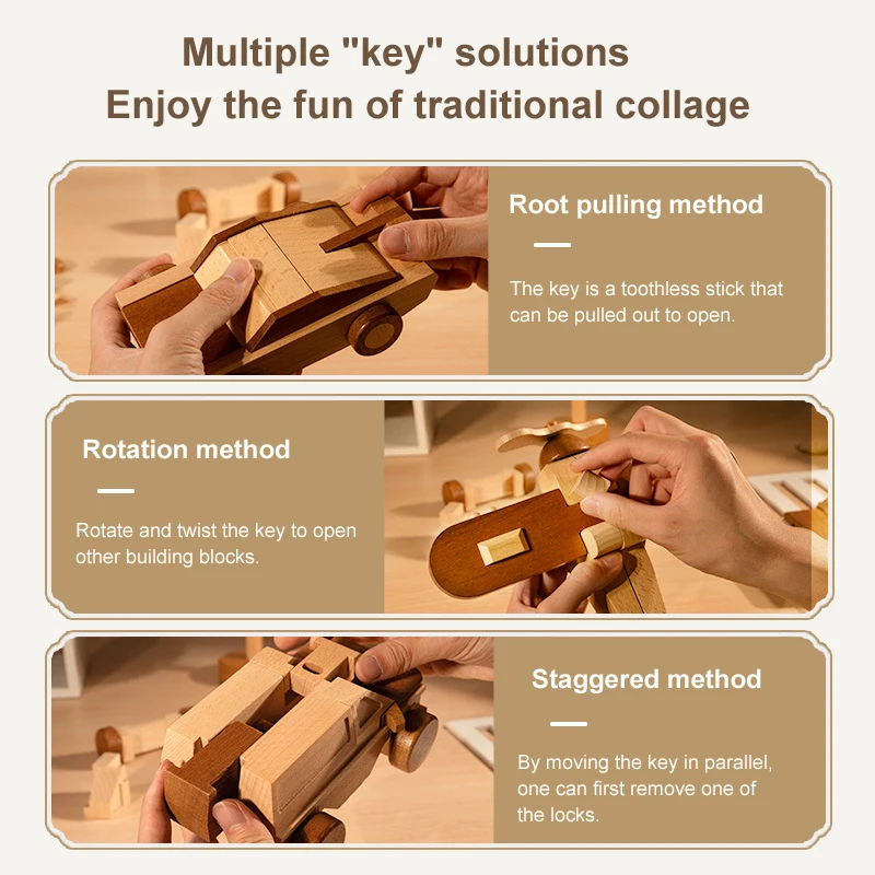 Houten bouwstenen met pen- en penverbindingen, bouwspeelgoedset voor kinderen vanaf 3 jaar, creatieve stapelblokken met meerdere