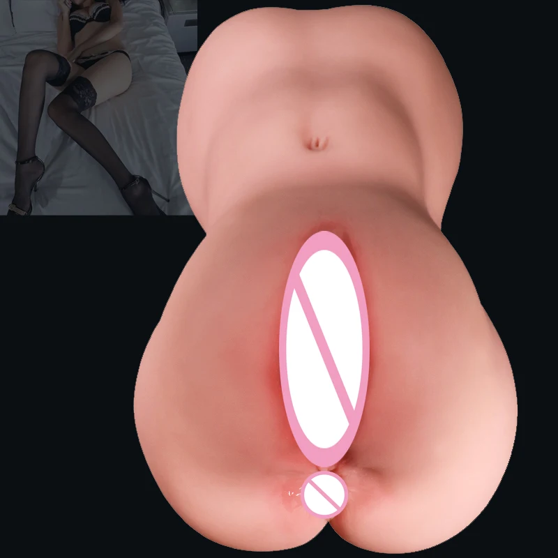 Real Vagina Anal Sexdoll Double Channels Big Ass Male Masturbator Tight Pocket Pussy Artificial Vaginal Anus Sex Toys for Men