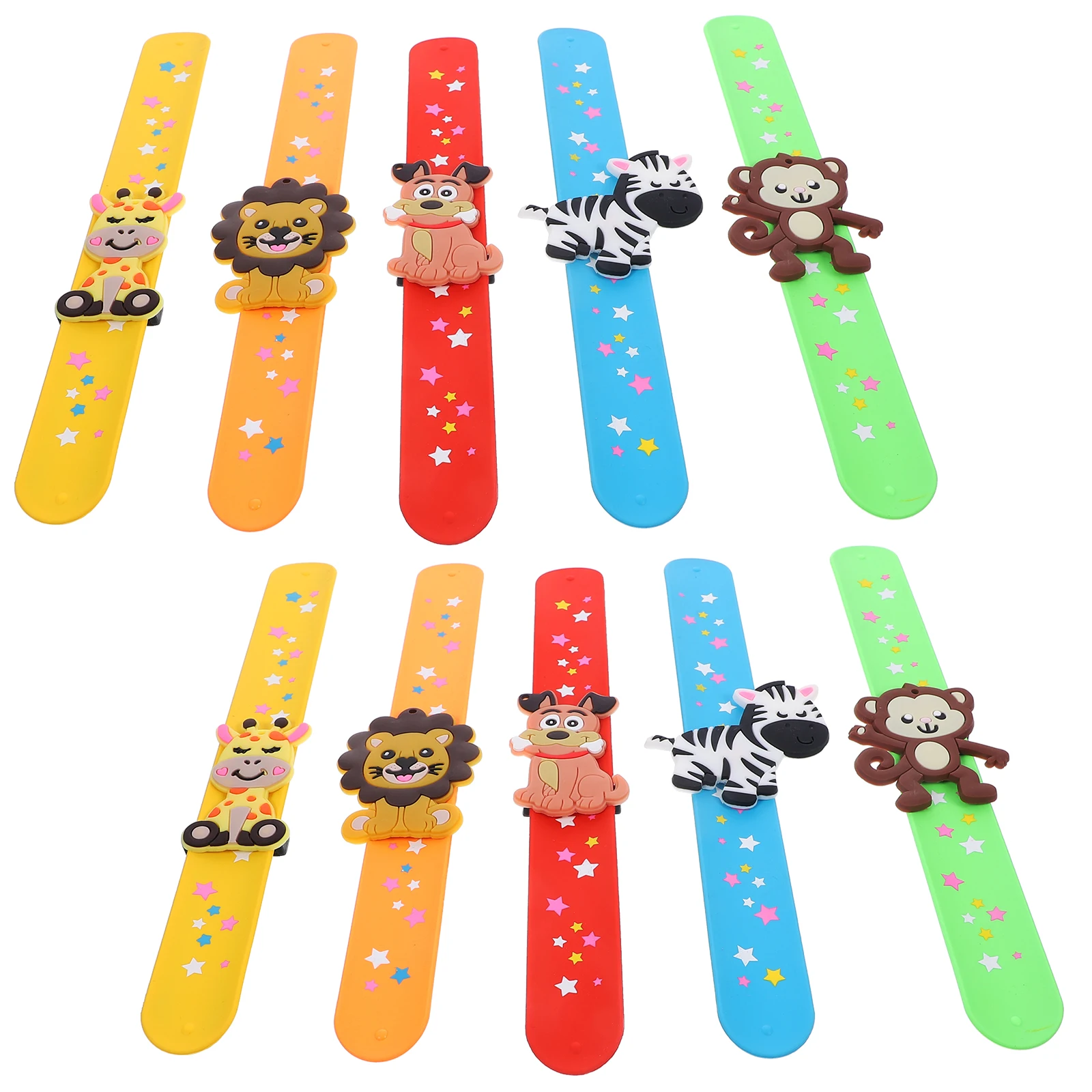 

10 Pcs Animal Bracelet Birthday Animals Lion Children's Snap Bracelets Kids Silicone Wristband Cartoon