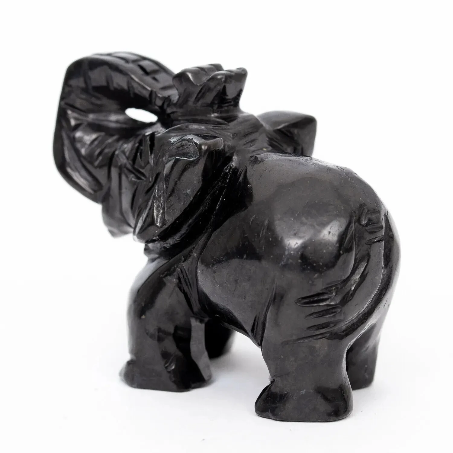 

Authentic SHUNGITE carved Elephant sculpture animal stone