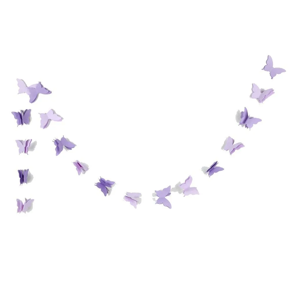 1 PC 2M 3D Paper Butterfly Garland Hanging Wedding Fairy Birthday Party Decoration Butterflies DIY Banner