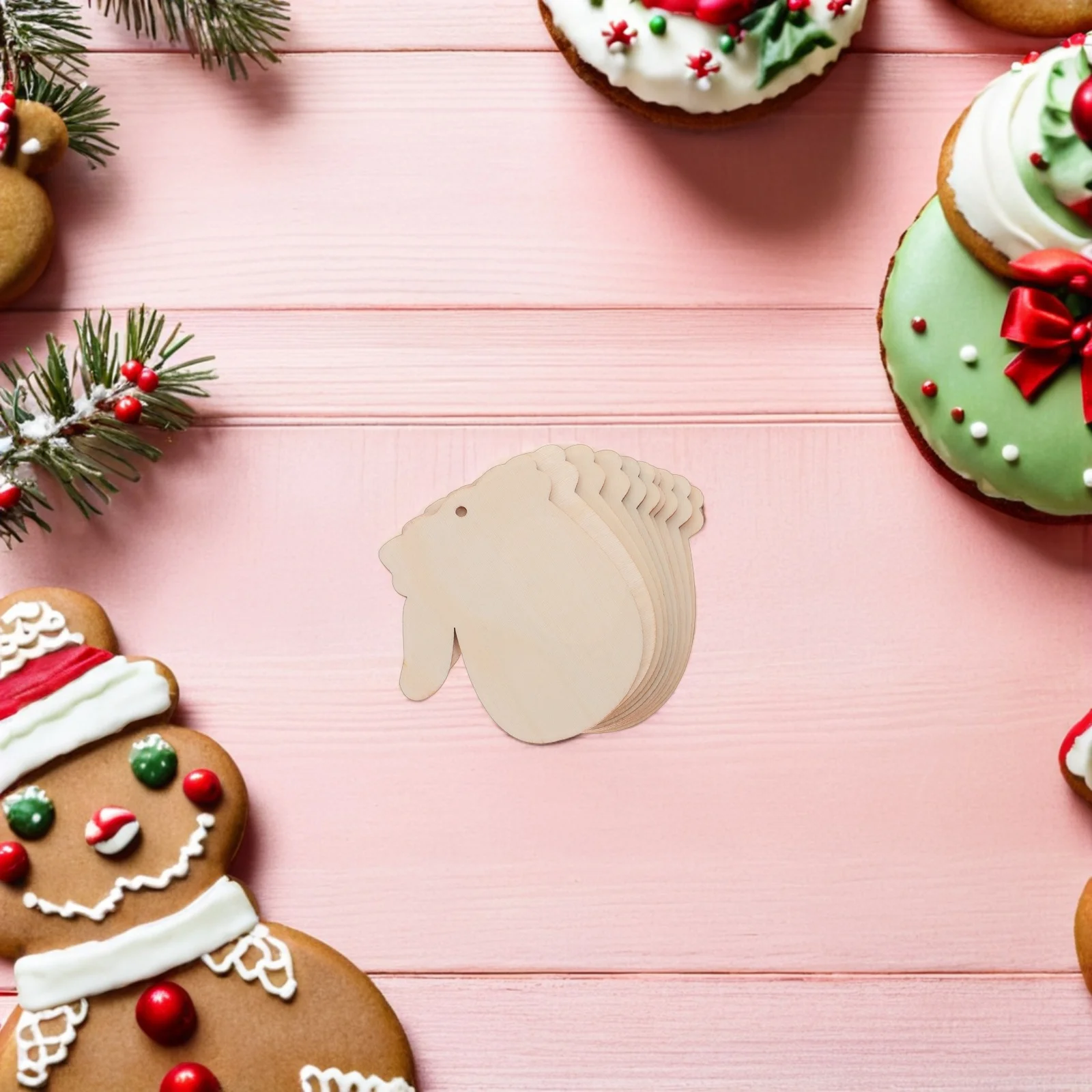 

100Sets Christmas Wooden Gloves Ornaments Unfinished Blank Wood Cutouts DIY Party Decorations Xmas Tree Hanging Tags