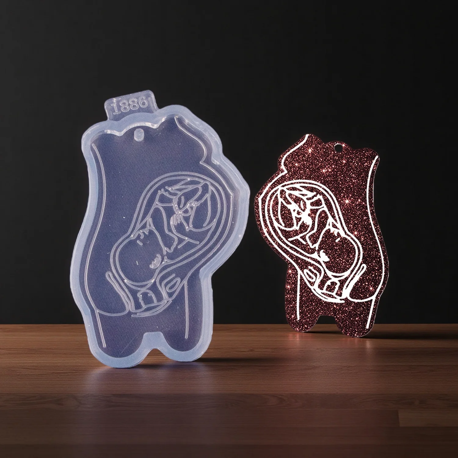 Mom and Baby Epoxy Resin Crafting Keychain Pregnant Mold DIY Chocolate Gummy Candy Cake Baking Silicone Baking Mold