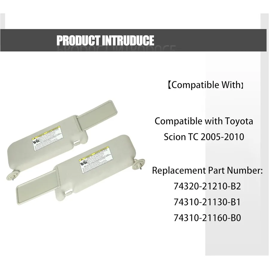 حاجب من الشمس للراكب الأيسر الأيمن للسائق متوافق مع Scion TC 20052010 يستبدل 7432021210B27431021130B1 زوج رمادي لـ #3