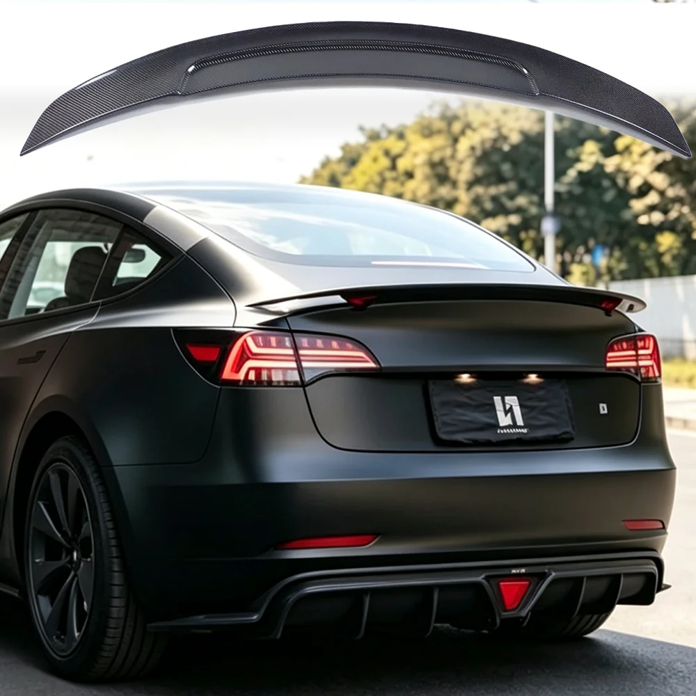 

For 2019-2023 Tesla Model 3 100% pure carbon fiber high-quality pressure wing rear trunk spoiler modification accessories