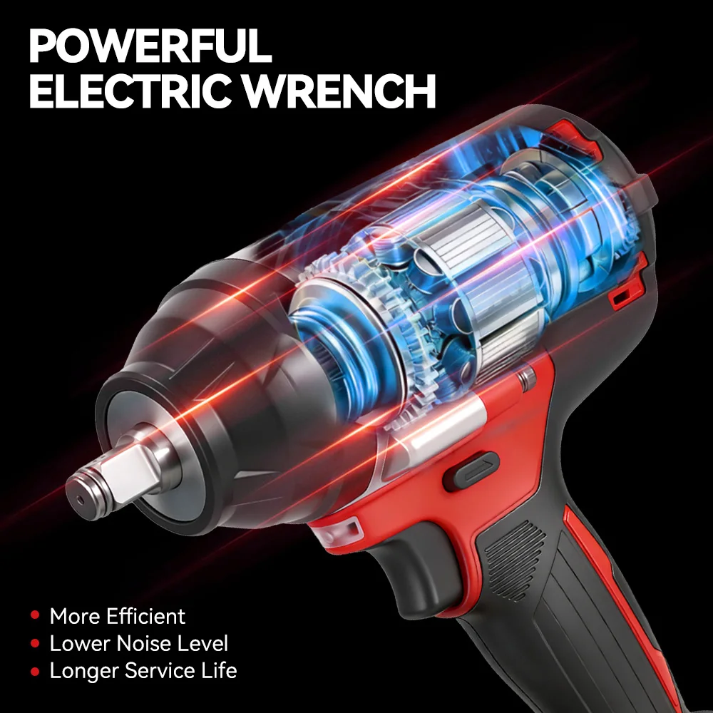 ONEVAN 1800N.M Brushless Electric Impact Wrench 1/2 inch Cordless Wrench Driver Power Tool For Trucks For Makita Battery Pin