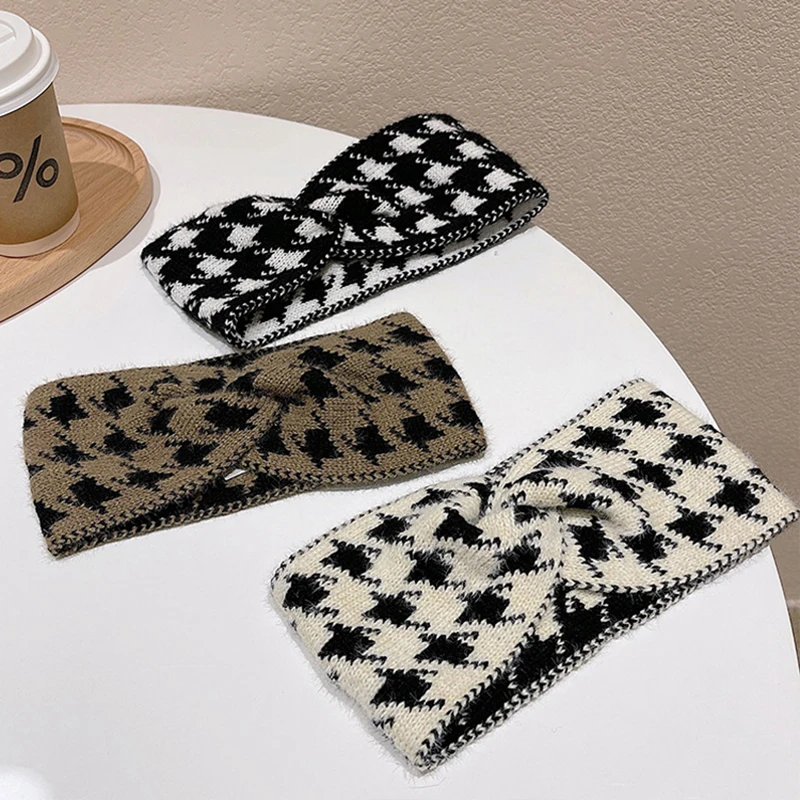 Houndstooth Pattern Women Headband Hair Accessories For Women Wide-brimmed Style Hair Hoop Bezel Fashion Headbands
