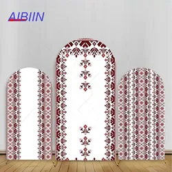Bohemian Pattern Henna Wedding Arch Backdrop Cover Burgundy Red Traditional Embroidery Birthday Bridal Shower Party Decor
