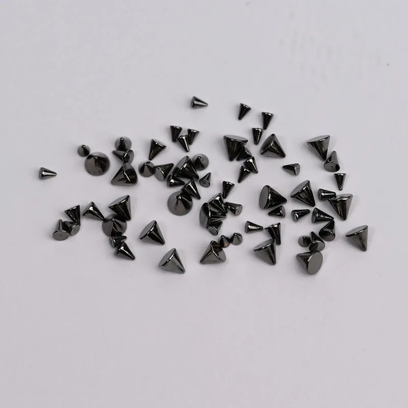 1 상자 3D 미니 금속 펑크 네일 아트 스터드 1.5-3mm 블랙 실버 콘 리벳 네일 매력 혼합 크기 반짝 이는 고딕 네일 보석 DIY 공예