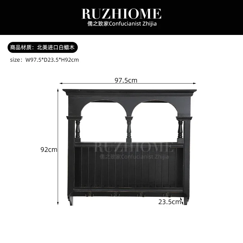 Medieval solid wood plate rack bowl rack wall decoration storage characteristic wooden French rack