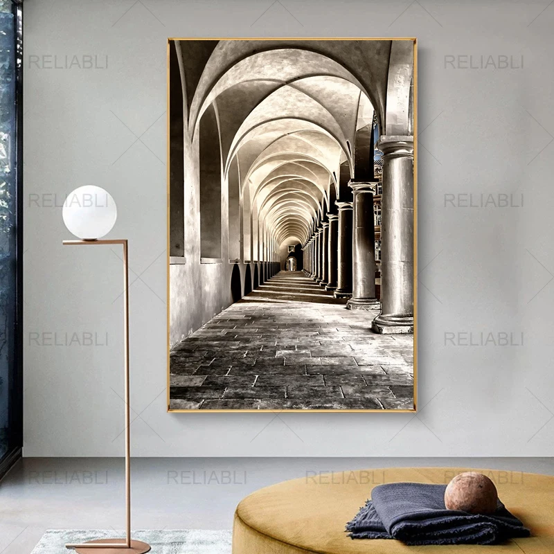 Cloister Monastery Courtyard Dresden Gang Vault Posters Wall Art for Living Room Home Decoration Canvas Painting Building Cuadro