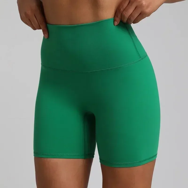 Limão-Cintura Alta Suave Feminina de Compressão Esportiva Legging Curta, Fitness, Yoga, Ciclismo, Treinamento Abrangente, Corrida, Ginásio