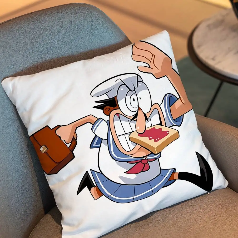 Peppino Spaghetti Pizza Tower Pillow Case Square Double-Sided Printing Short Plush Sofa Cushion Cover Bedroom Bedside Pillow