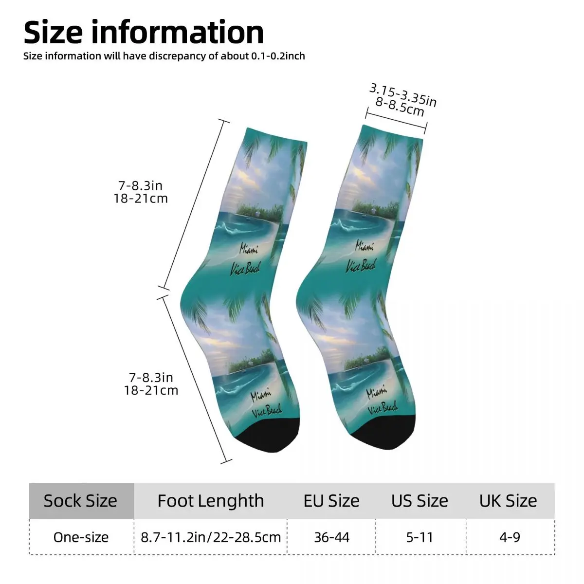 Miami Vice Beach Socks Socks Printed Men's Stockings Polyester