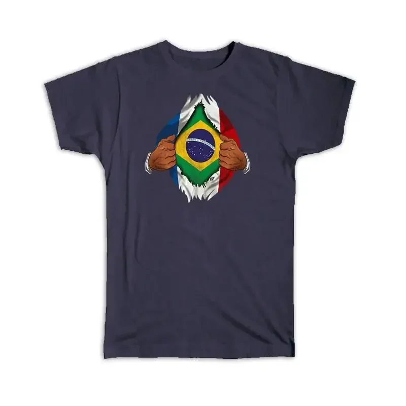 Brazil French Flag Chest Brazilian T shirt
