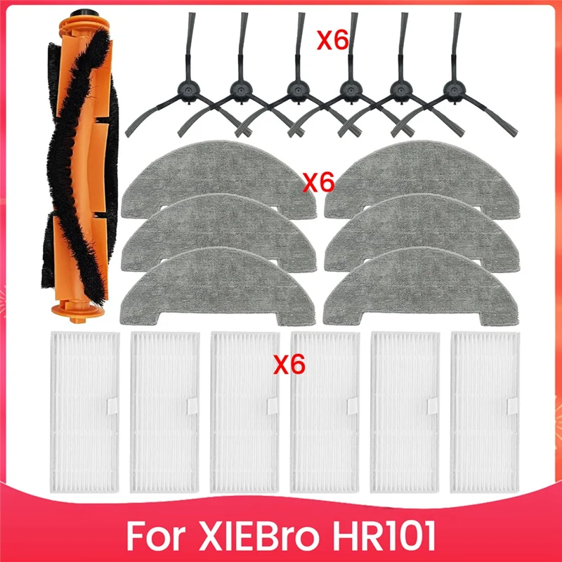 

A7THK-For Xiebro HR101 Robot Vacuum Cleaner Main Side Brush Hepa Filter Mop Cloth Dust Bags Replacement Parts Accessories Kit