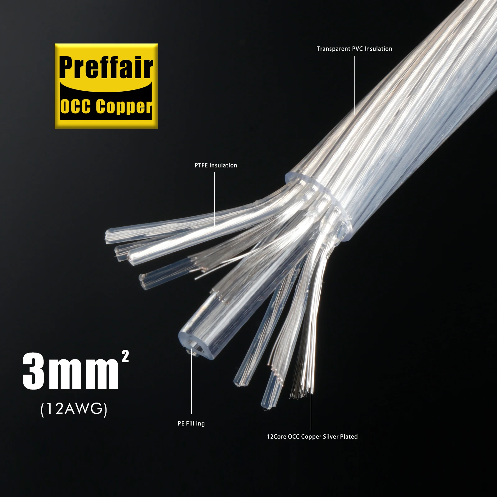 Preffair Hi-End 5N OCC Silver Plated Speaker Cable Banana Plug 2 to 2 Single cable HiFi Audio Loudspeaker Wire