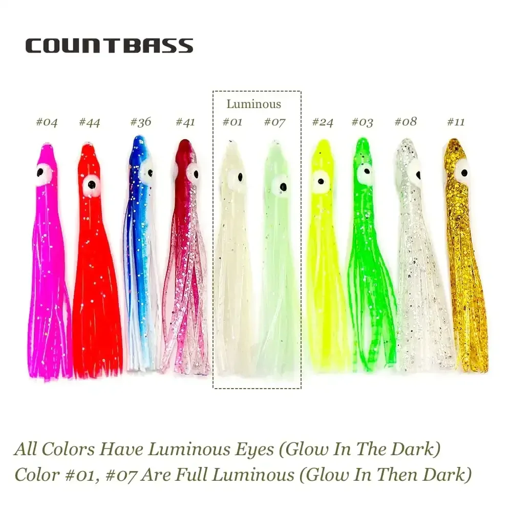 COUNTBASS 100pcs  4cm 6cm 10cm Needle-shaped Squid Skirts, Soft Octopus Baits Lure,Tackle Craft for Jigging Assist hooks