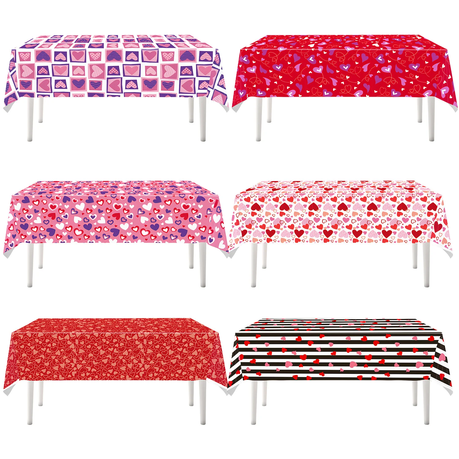 

Valentine's Day Heart Table Cloth Disposable Plastic Tablecloth For Home Decoration Wedding Anniversary Party Decor 137x274mm