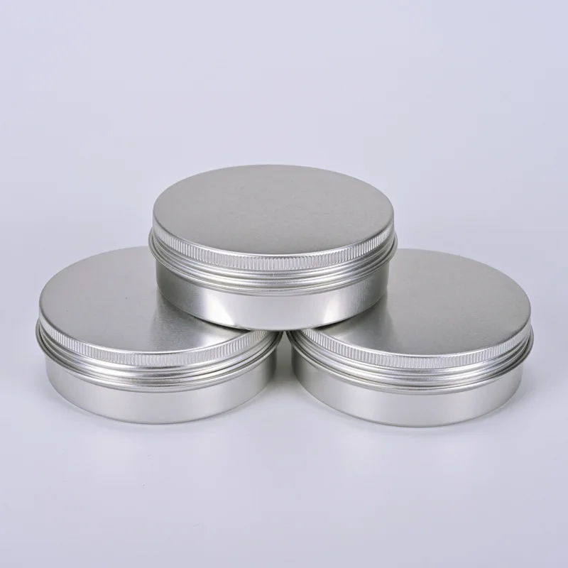 200pcs Round Aluminum Lip Balm Tin Cans with Screw Top Lids 100ml/3.38 oz Silver Cosmetic Sample Containers for DIY Cosmetics